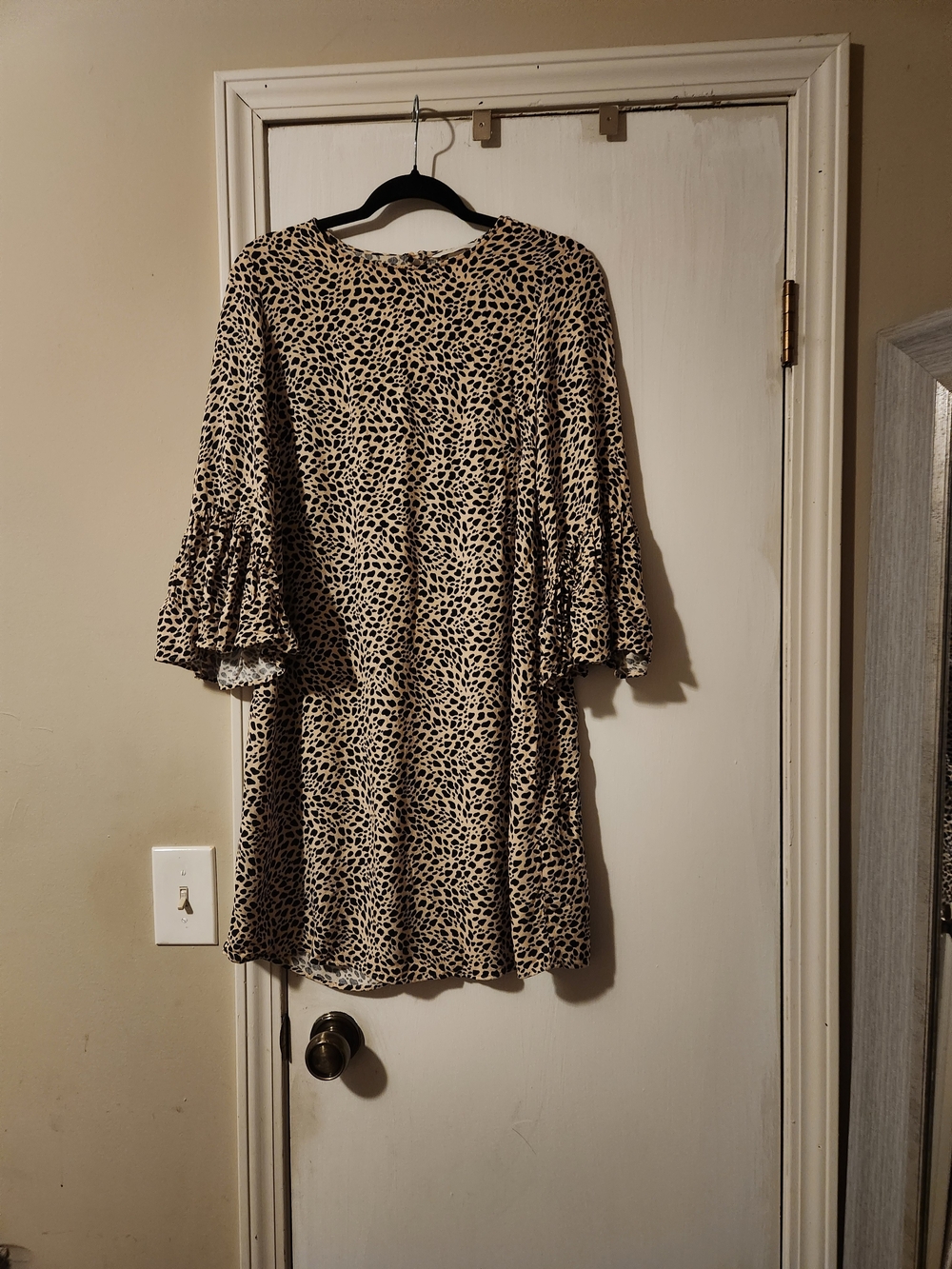 H&M Beige and Black Animal Print Mini Dress
